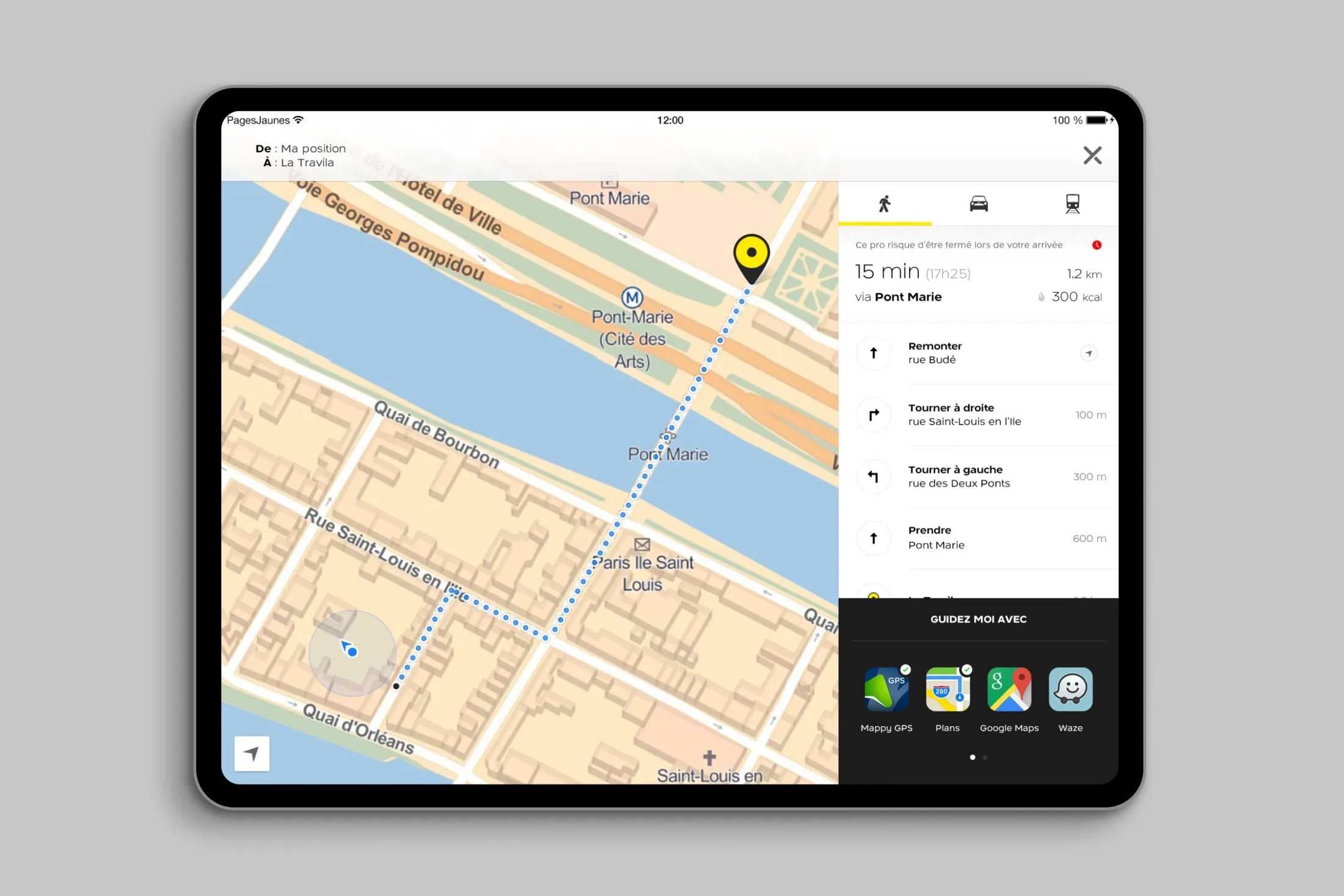 PagesJaunes iPad Itinerary